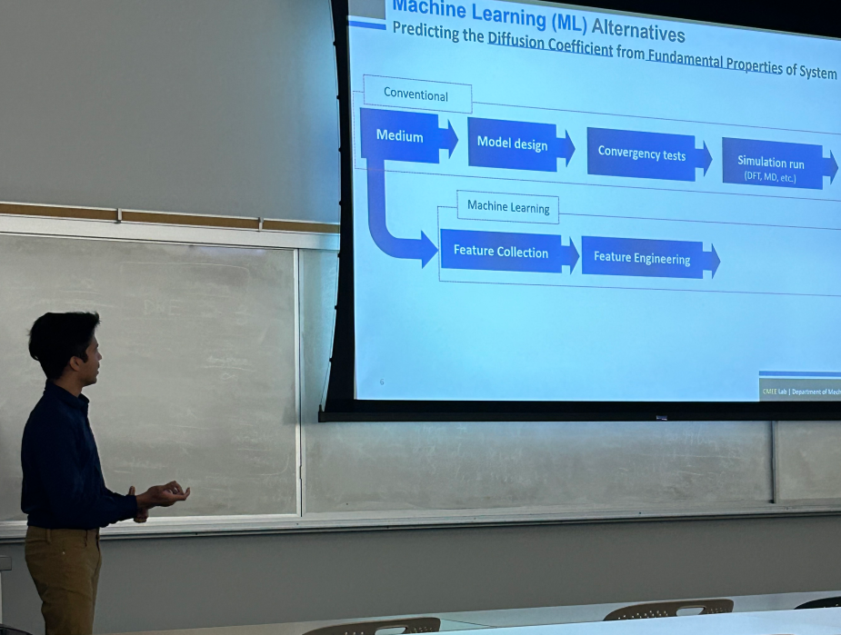 Arjun presenting his work at departmnetal seminar